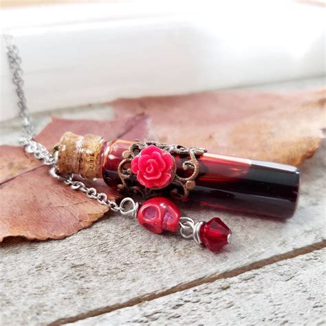 Blood Jewelry Blood Vial Necklace Crystal Vial Necklace Etsy Uk