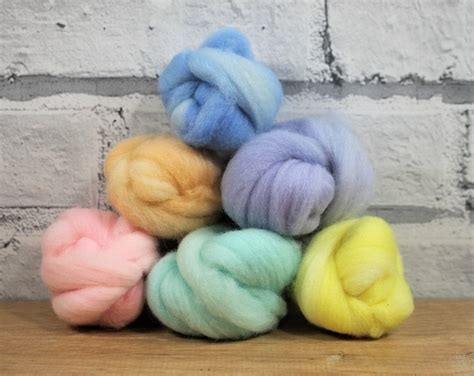 Wooly Buns Wool Roving Assortment 6 Piece Hand Dyed Sampler Etsy