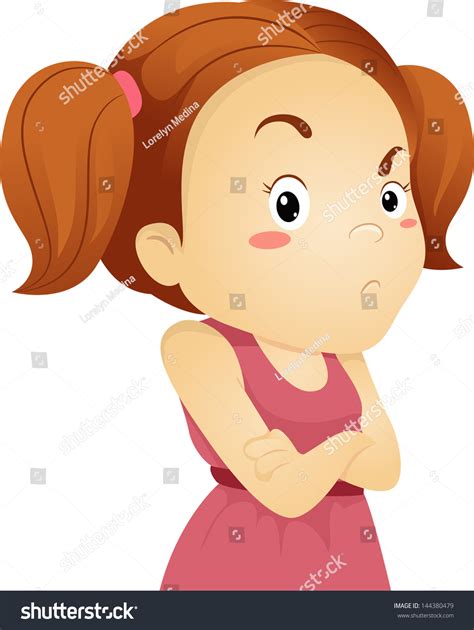 Illustration Of A Frowing Grumpy Little Kid Girl 144380479 Shutterstock
