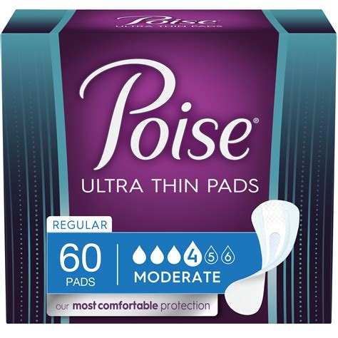 Poise Ultra Thin Incontinence Pads Moderate Absorbency Regular Length