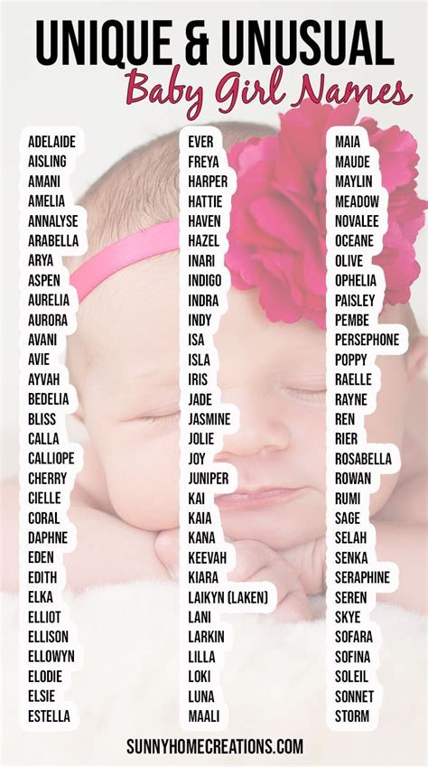 Unique Baby Girl Names Artofit