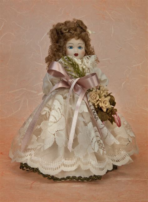 Italy Beautiful Porcelain Doll Wearing Lace And Silk Dress Full View