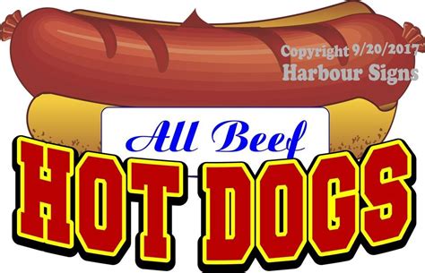 Choose Your Size All Beef Hot Dogs Decal Concession Food Truck