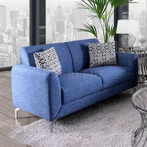 Lauritz Sofa And Loveseat 2pc Set Cm6088 In Blue Woptions