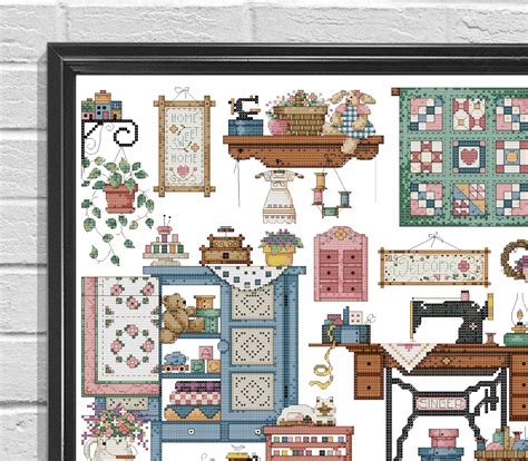 Sewing Room Cross Stitch Pattern Modern Cross Stitch Pattern Dresses X