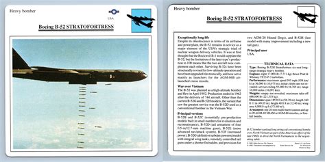 Boeing B 52 Stratofortress Heavy Bomber Warplanes Collectors Club Card