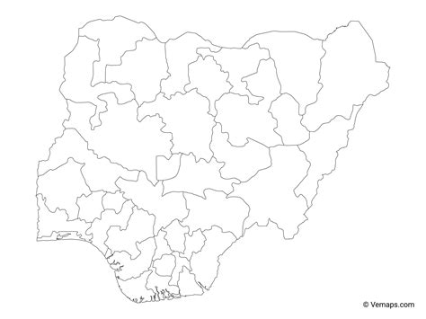 Outline Map Of Nigeria With States Free Vector Maps