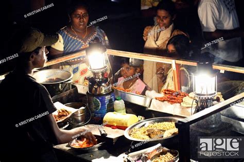 People Surrounding A Food Stall At Galle Face Green In Colombo Sri