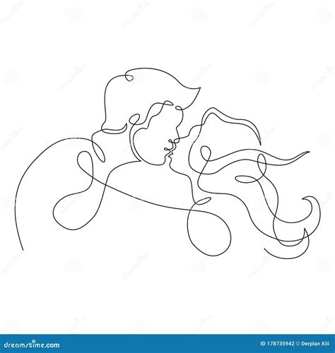 continuous single drawn line art doodle love couple kiss stock illustration illustration of