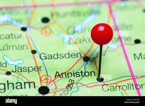 Anniston Pinned On A Map Of Alabama Usa Stock Photo Alamy