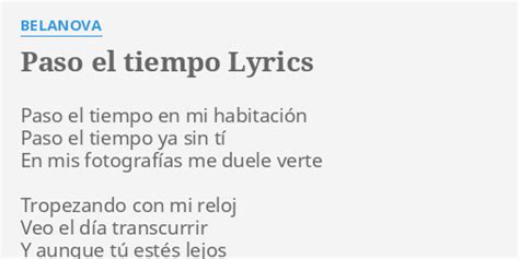 Paso El Tiempo Lyrics By Belanova Paso El Tiempo En
