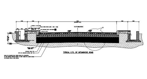 Bituminous Road And Drainage Section Drawing Dwg File Cadbull