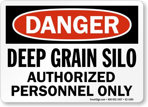 Grain Silo Safety Signs Engulfment Hazard Signs