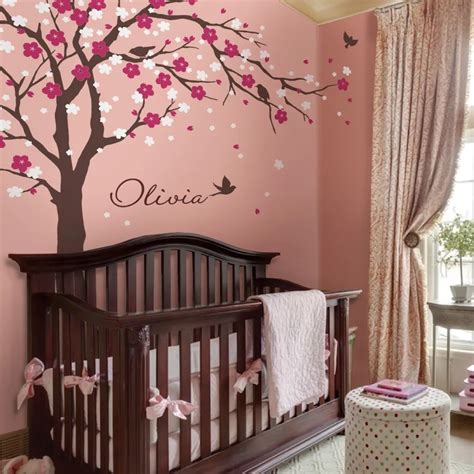 Modern Cherry Blossom Vinyl Wall Stickers Tree With Flowers Wall Art