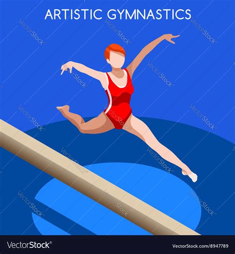 gymnastics balance beam 2016 summer games 3d vector image