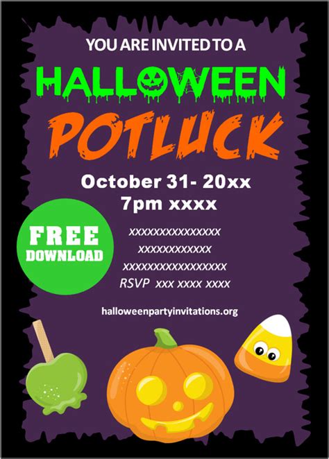 Free Halloween Potluck Invitation Templates Printable Templates