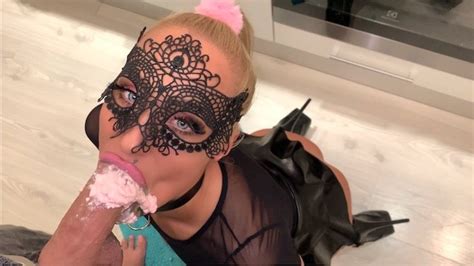 Slim Blonde Saliva Bunny Enjoys Messy Food Fetish And Cock Sucking