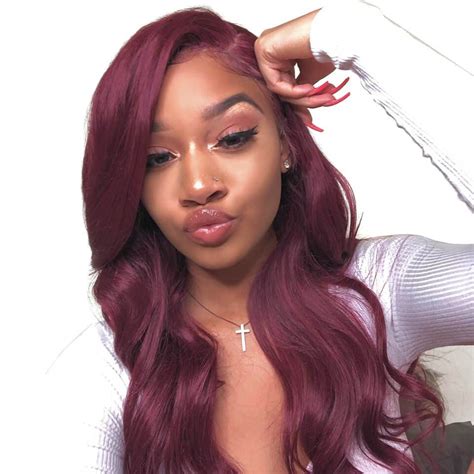 Colored Hair Burgundy Color Lace Front Wig Body Wave Wigs Deep