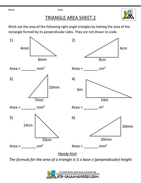 Area And Perimeter Triangle Worksheets With Answers Pdf
