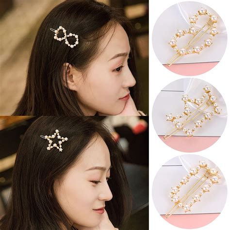 Fashion Geometric Irregular Hollow Pearls Hair Clips Korean Hairpins Metal Barrettes Hairgrip