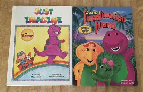 Lot Of 2 Barney Hardcover Books Just Imagine And Imagination Island