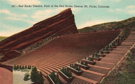 Vintage Postcard 1930s Red Rocks Theatre Park Of Red Rocks Denver Mt