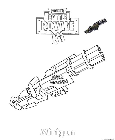 The best free rifle drawing images download from 276 free. Minigun Fortnite Coloring Pages Printable