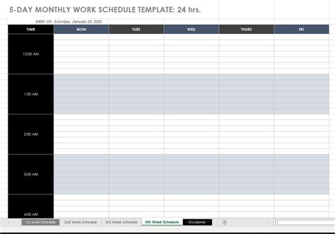 Printable Monthly Employee Schedule Templates Time Clock Wizard