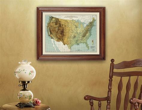 Giclée Art And Collectibles Does Not Include Frame Us Map Of Physical