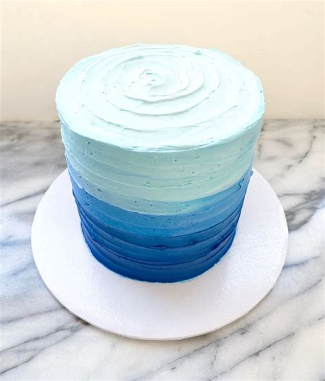 Ombre Blue Cake Blue Birthday Cakes Birthday Cupcakes Boy Ombre