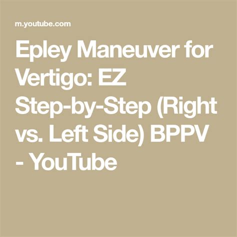 Epley Maneuver For Vertigo Ez Step By Step Right Vs Left Side Bppv
