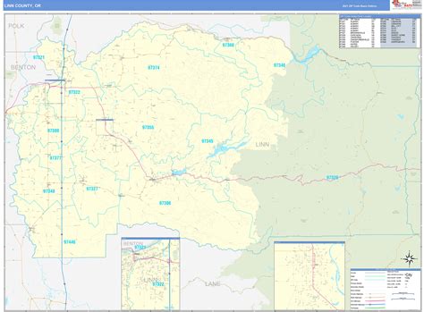 Linn County Or Zip Code Wall Map Basic Style By Marketmaps Mapsales
