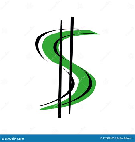 Green Dollar Sign Isolated On White Background Vector Illustration In