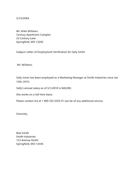 Sample Letter Of Verification Of Employment Sample