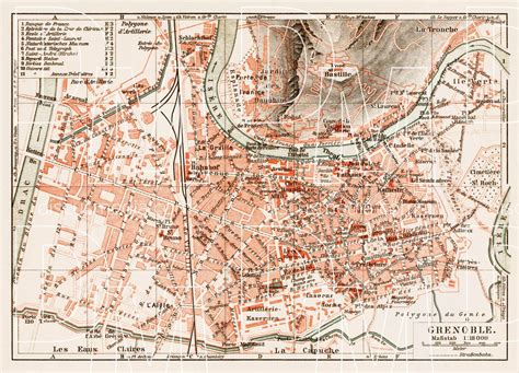 Old Map Of Grenoble In 1913 Buy Vintage Map Replica Poster Print Or