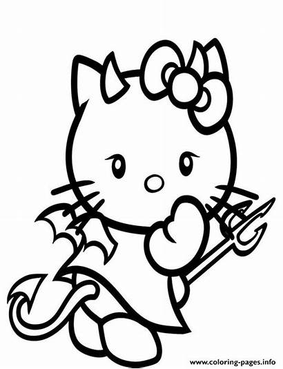 Devil Coloring Kitty Hello Pages Printable Cartoon