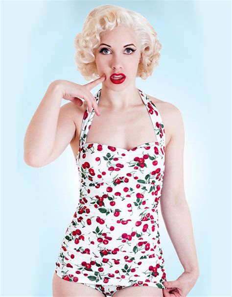 The Cherry Pie White Retro Cherry Print Swimsuit For Luna