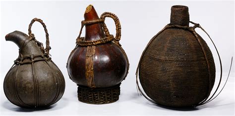 Lot 150 African Calabash And Basket Assortment Three Items Two West