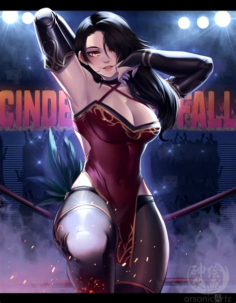 rule 34 amber eyes arm length gloves arsonichawt audience black hair cinder fall curvaceous