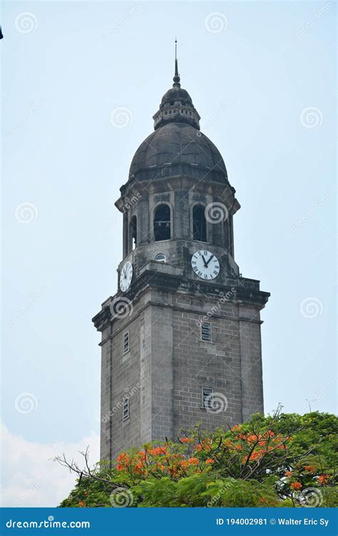 Manila Cathedral Church Bell Tower Facade At Intramuros In Manila