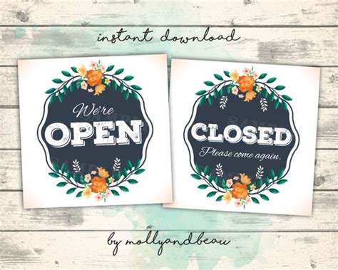 Cute Open And Closed Signs Open Sign Closed Sign Instant