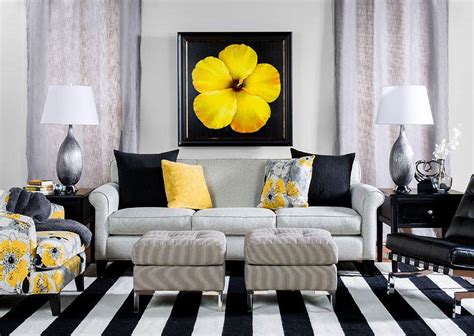 Contemporary Chic Tulare White Living Room Decor Yellow Living