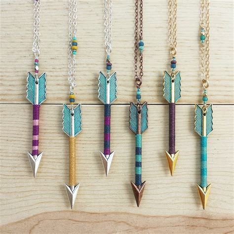 Wrapped Arrow Necklaces With Hand Painted Turquoise Ends By