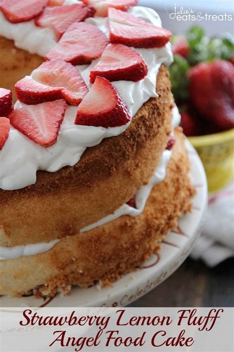 Mix in 3/4 of cool whip. Strawberry Lemon Fluff Angel Food Cake - Julie's Eats & Treats