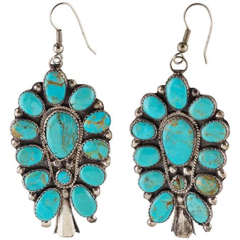 Turquoise Sterling Silver Native American Earrings At 1stdibs