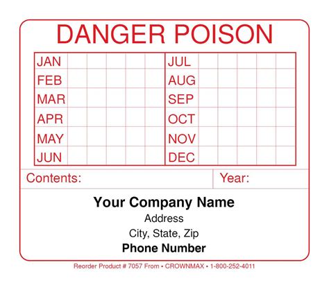 7057 Danger Poison Label