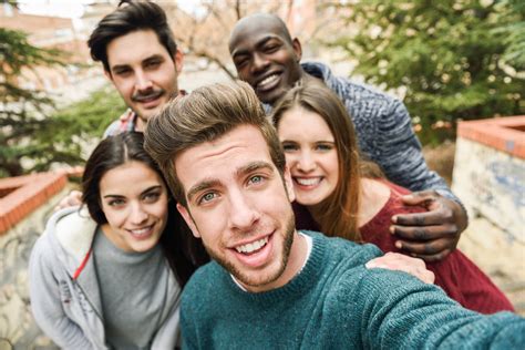 Multiracial Group Of Friends Taking Selfie Mission Locale Du Pays De Saint Omer