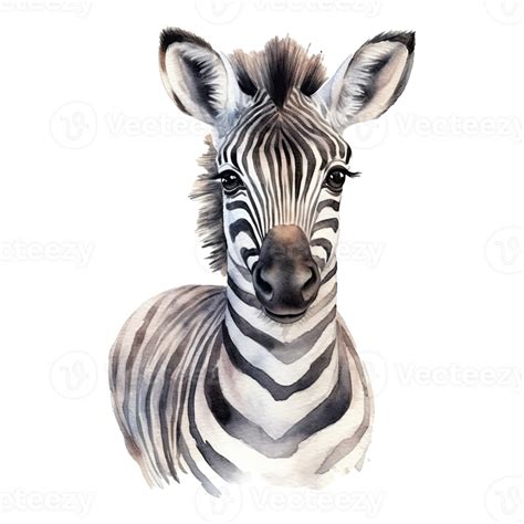 Watercolor Little Zebra Isolated On Transparent Background Generative