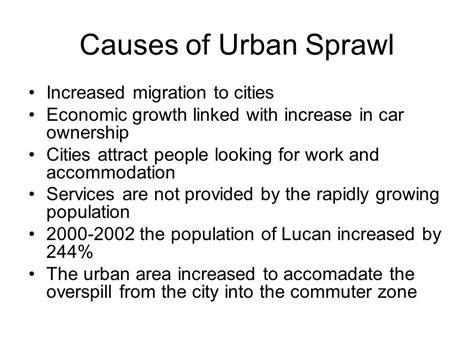 Describe Two Causes Of Urban Sprawl