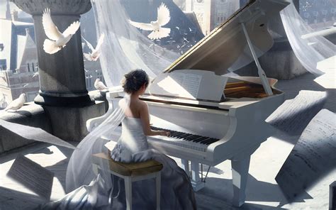 3840x2400 Girl Playing Piano Painting 4k 4k Hd 4k Wallpapers Images